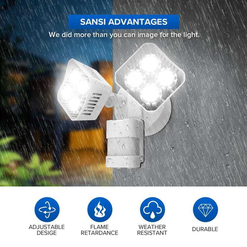 SANSI 30W 3400 Lum 180-Degree White Motion Activated Outdoor LED Flood Light