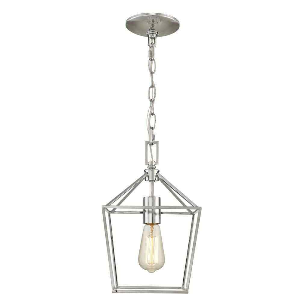 Home Decorators Weyburn 1-Light Chrome Farmhouse Mini Pendant Light Fixture