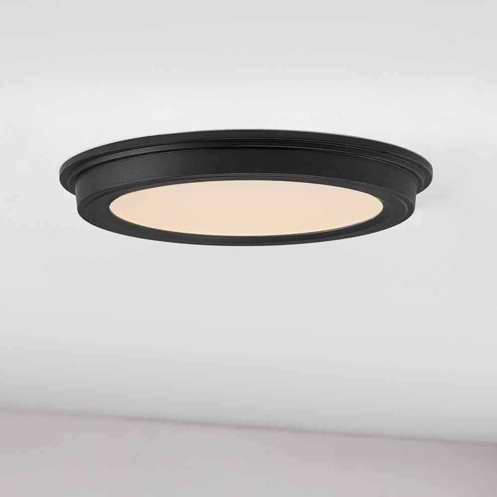 Commercial Electric 7 in. Matte Black 3-CCT LED Round Flush Ceiling Light 2-Pack
