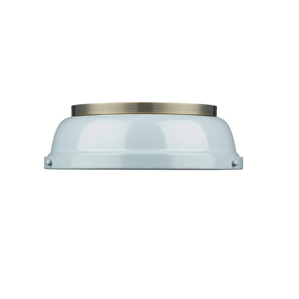 Golden Lighting Duncan AB 2-Light Aged Brass Flush Mount Light 3602-14 AB-SF