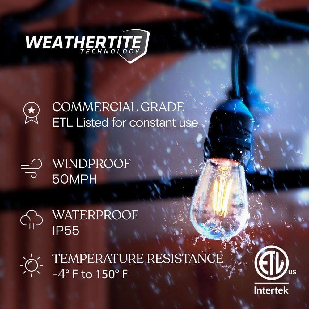 Brightech Ambience 24 ft. Outdoor Plug-in LED Hanging Edison Bulb String-Light