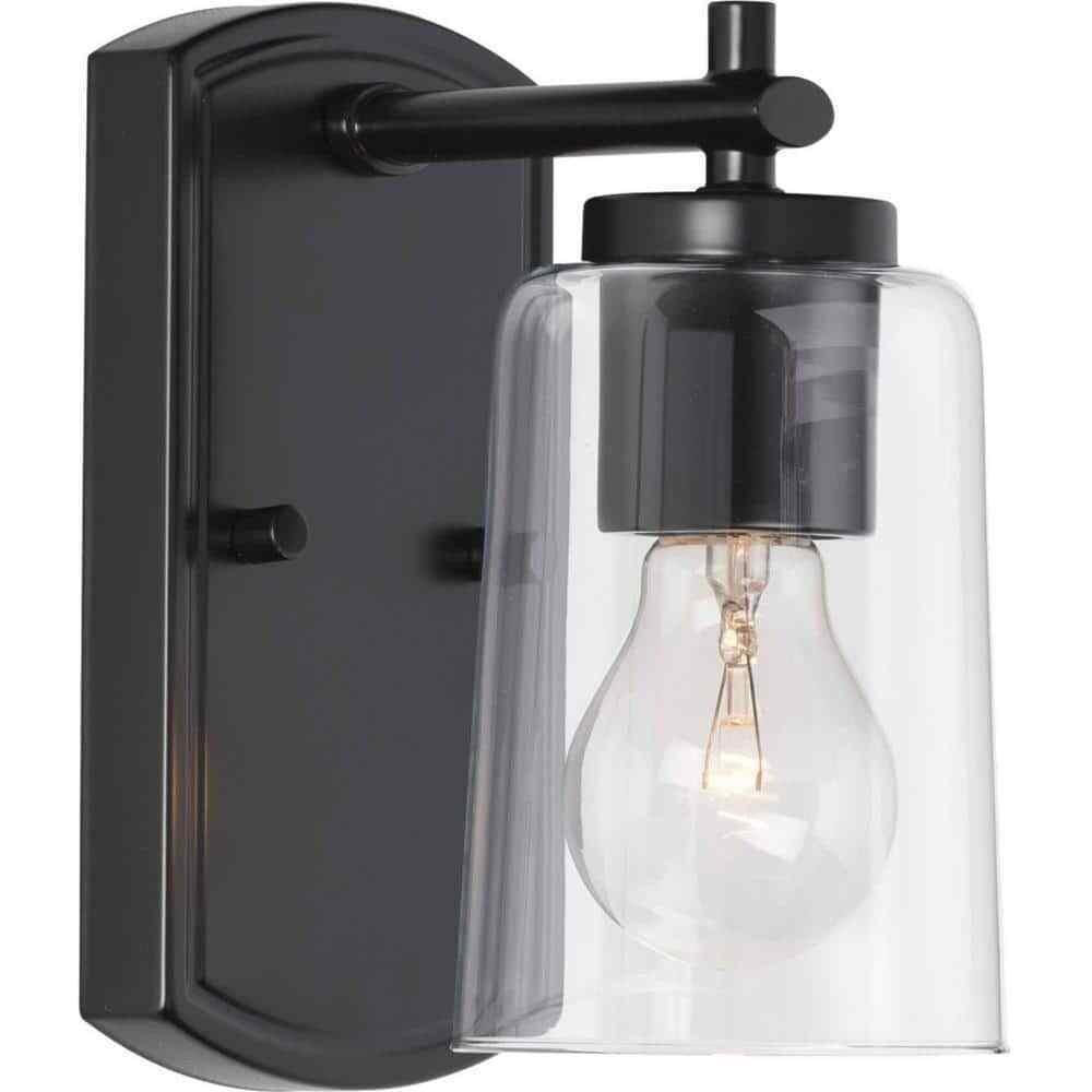 Progress Lighting Adley Collection Matte Black Clear Glass Bath Vanity Light