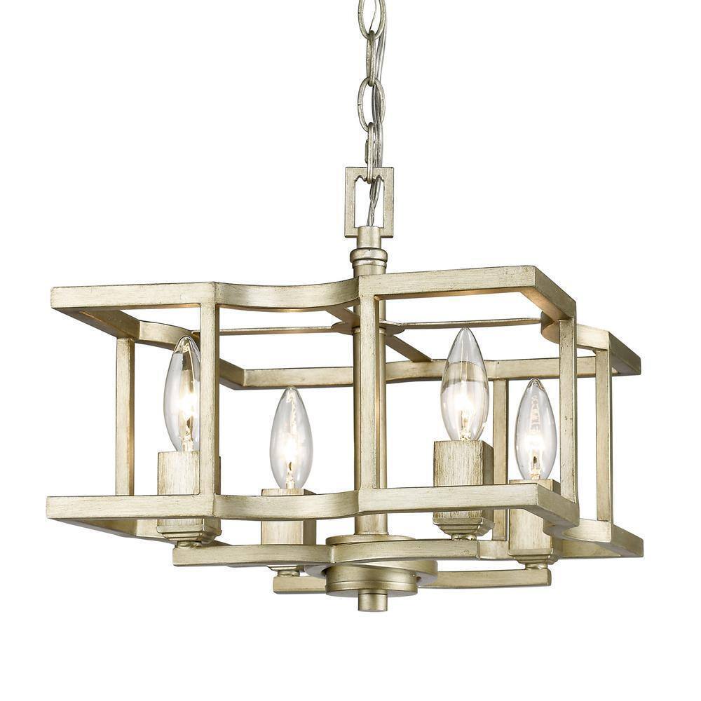 Golden Lighting Bellare 4-Light White Gold Semi-Flush Mount 7151-SF WG