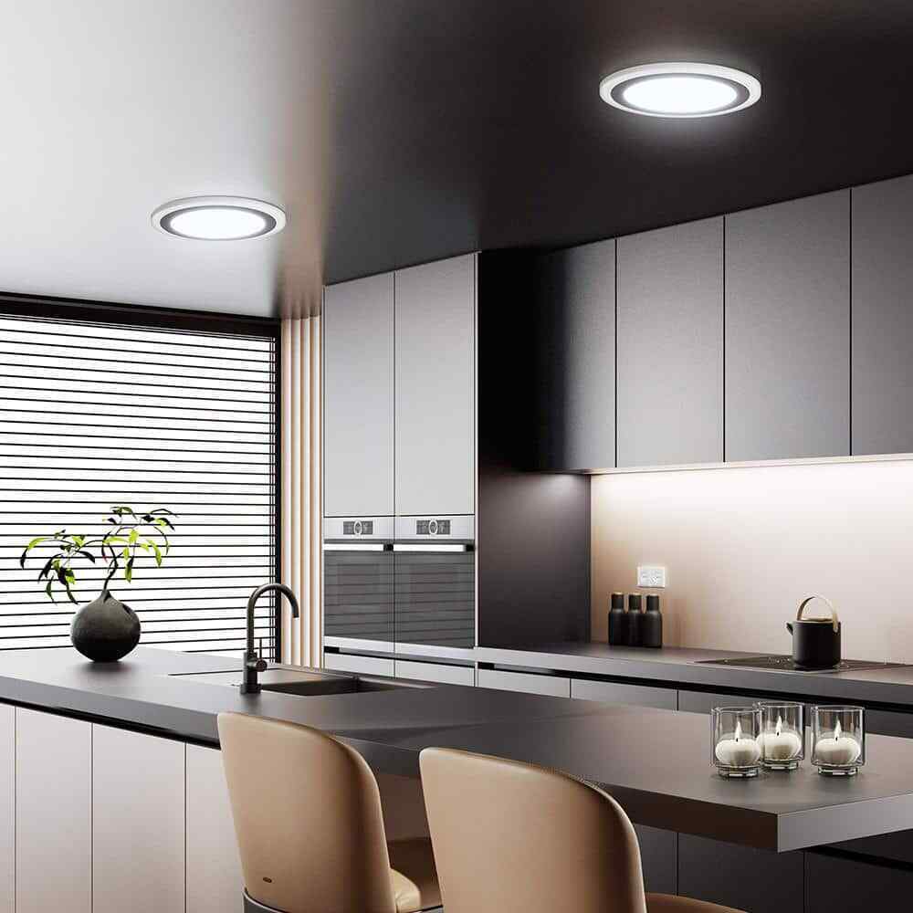 Hampton Bay Clement Round Flat Panel 13 in. Black Integrated LED Flush Mount