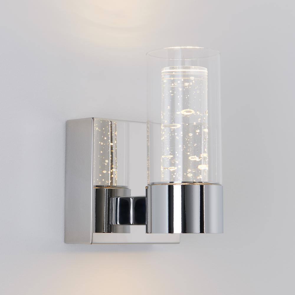 Artika Essence 4.3 in. 1-Light Chrome LED Wall Sconce Light Fixture for Bathroom