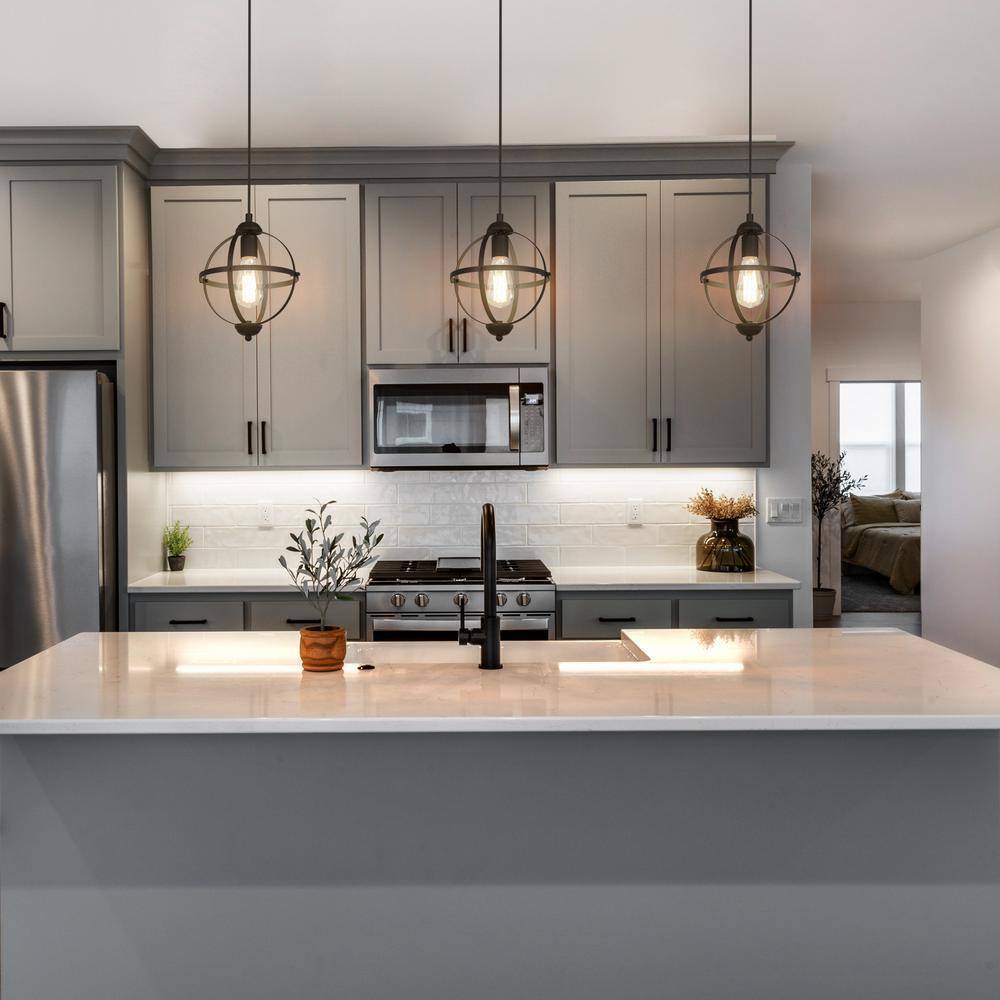 LNC Black Pendant Light Modern Globe Cage Geometric Kitchen Island Chandelier