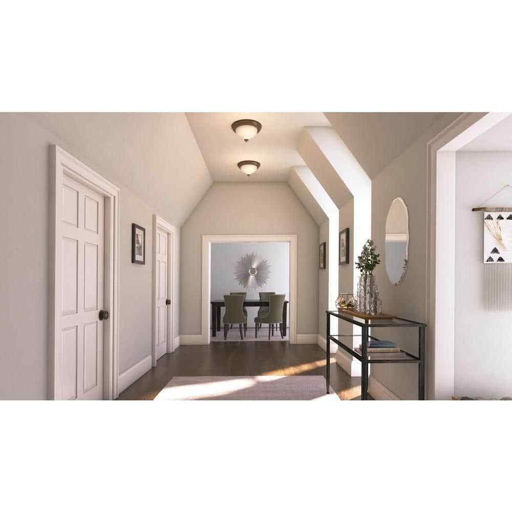 Hampton Bay 11 in. 2-Light Oil-Rubbed Bronze Flush Mount w/ Frosted Swirl Glass