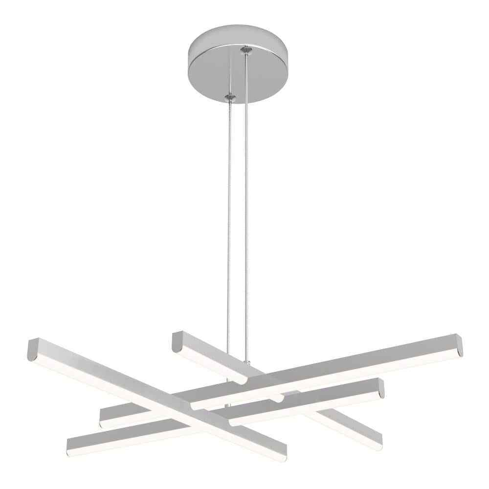 Artika Grid 30-Watt 1 Light Chrome Modern 3 CCT Integrated LED Pendant Fixture