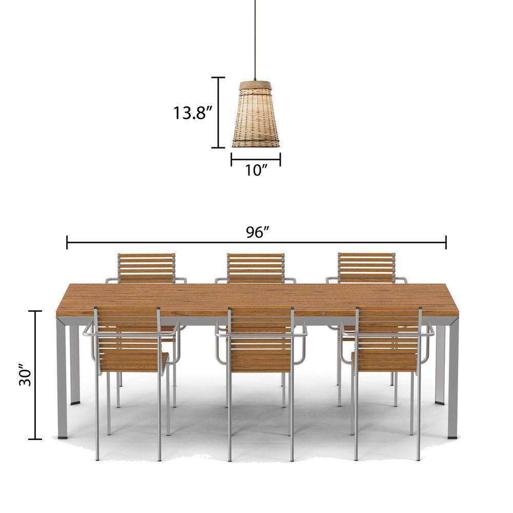 River of Goods Soren 1-Light Tan Hanging Pendant Metal/Wood/Rattan Empire Shaded