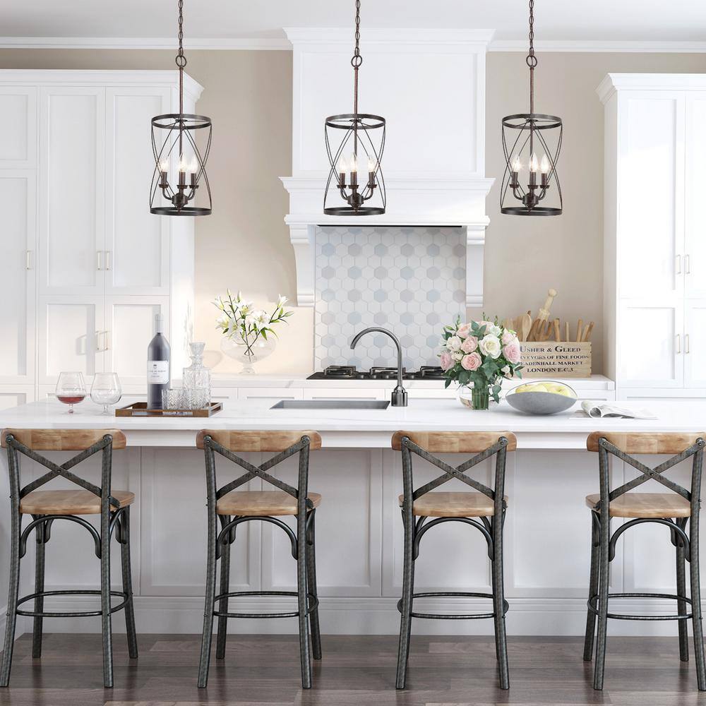 LNC Farmhouse Chandelier Bronze Industrial 3-Light Drum Candlestick Chandelier