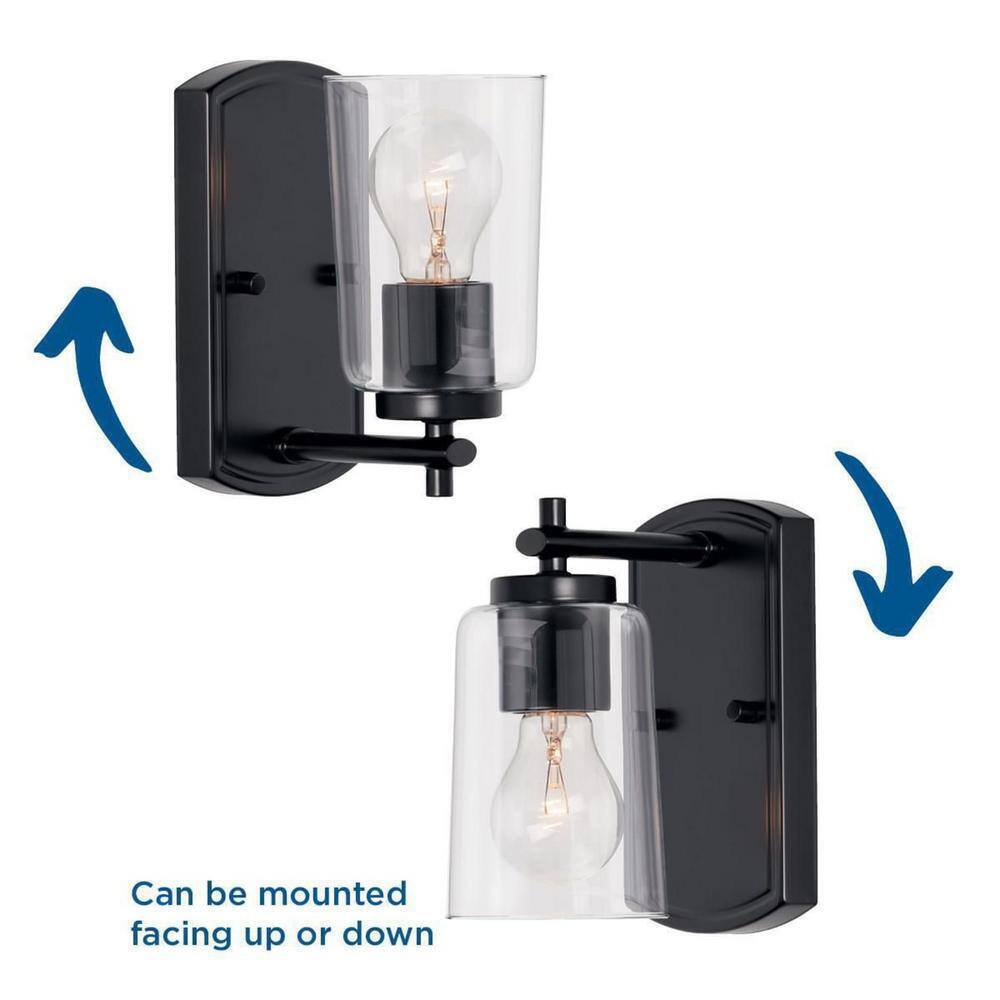 Progress Lighting Adley Collection Matte Black Clear Glass Bath Vanity Light
