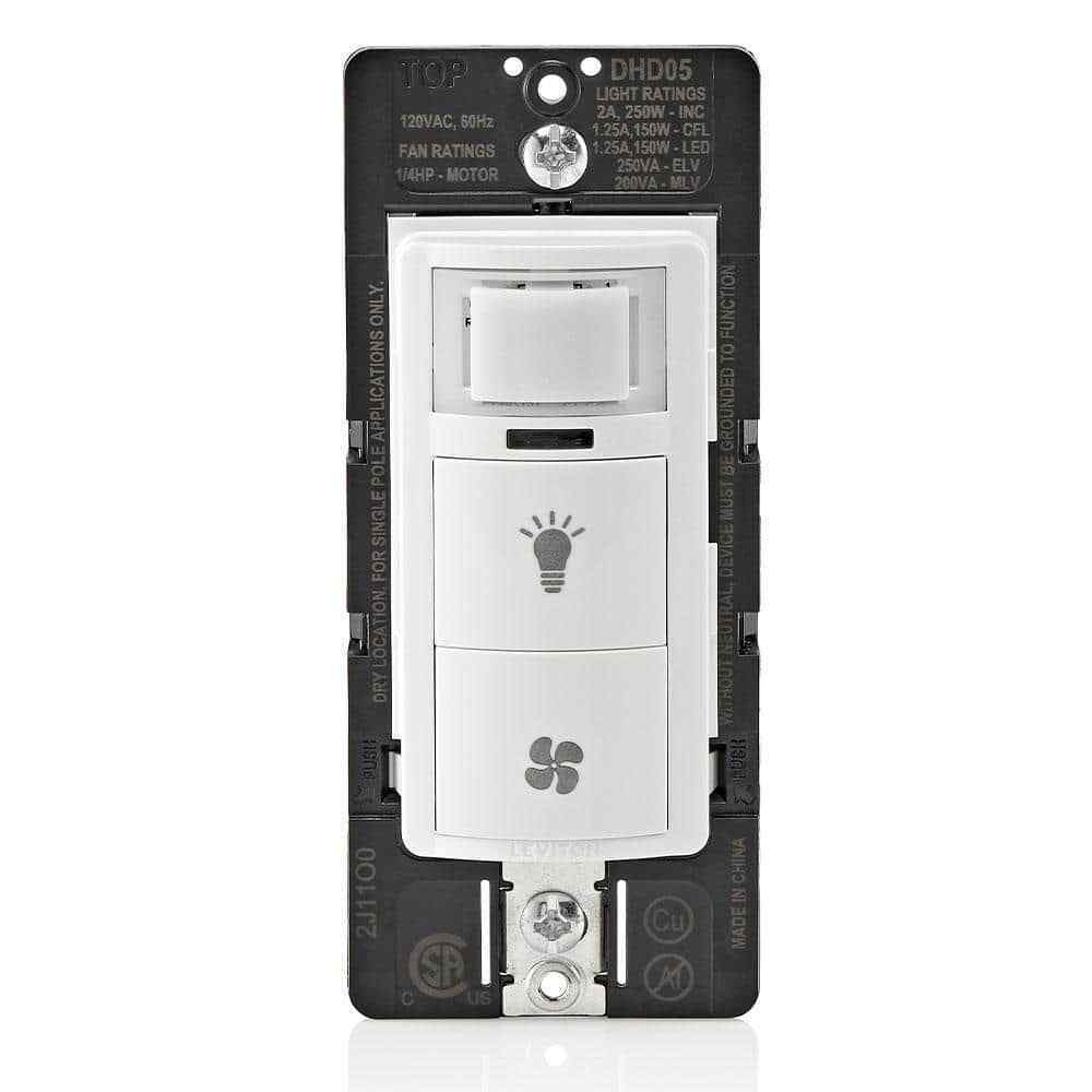 Leviton Decora In-Wall Combination Humidity Sensor Fan Control w/Light Switch