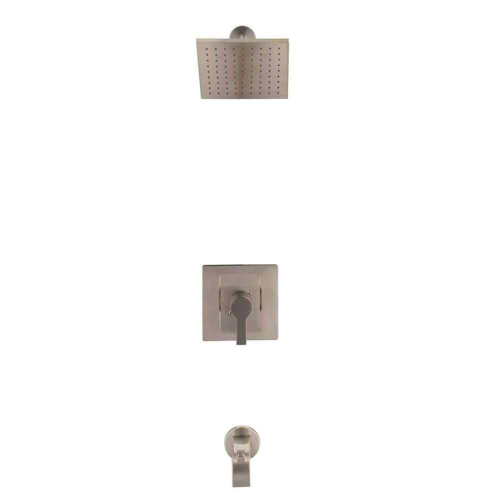 Glacier Bay Modern Tub and Shower Faucet Brushed Nickel Valve Included