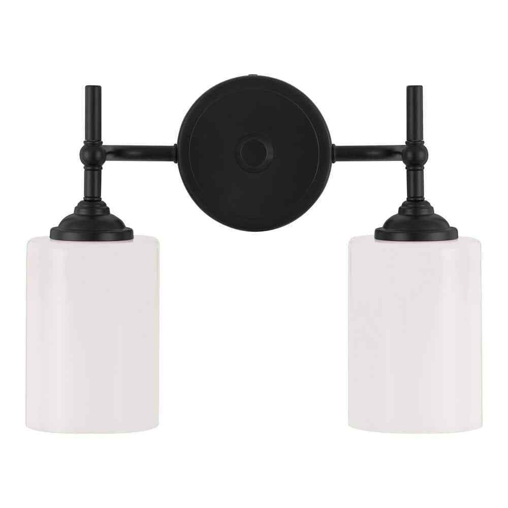 Home Decorators Collection Ayelen 13.5 in. 2-Light Matte Black Vanity Light