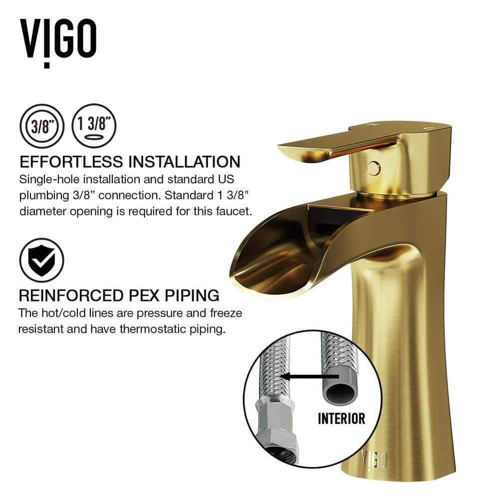 VIGO Paloma Single Handle Single-Hole Bathroom Faucet in Matte Brushed Gold
