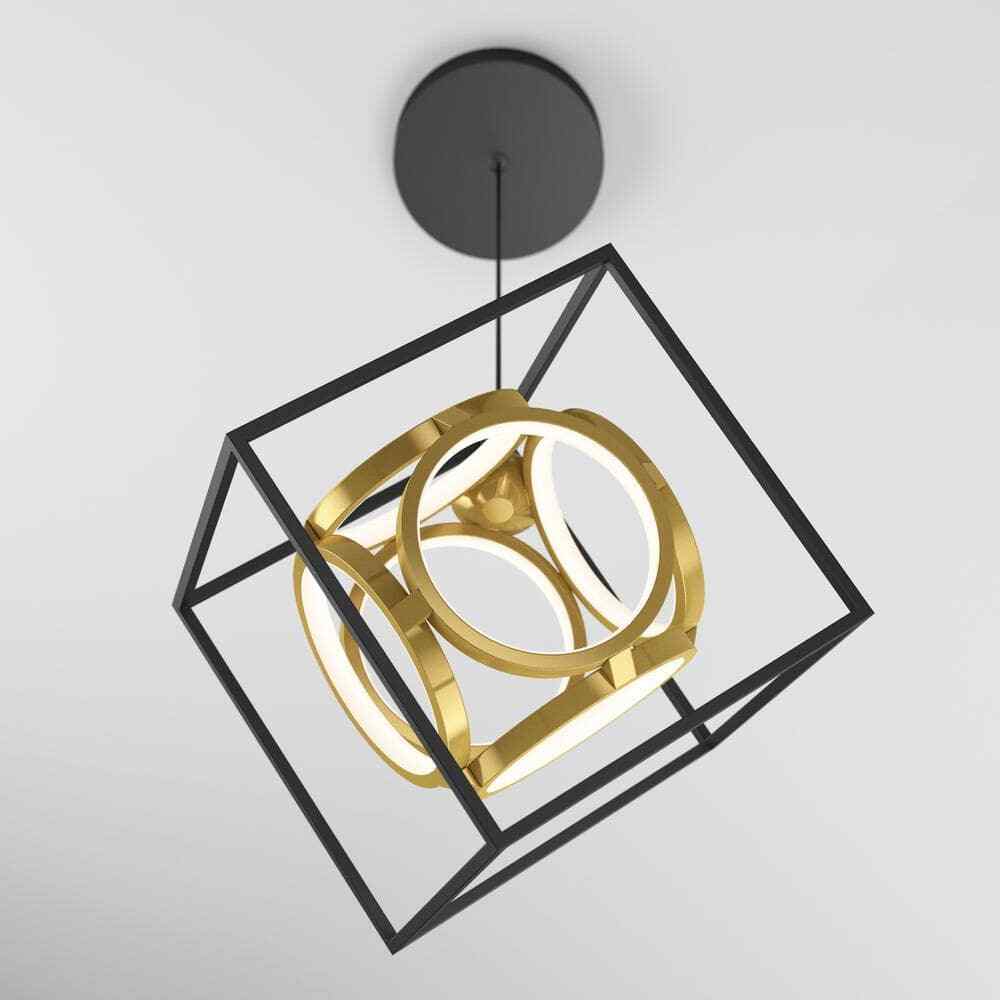 Artika Luxury 18-Watt LED Black Modern Industrial Caged Hanging Pendant Light