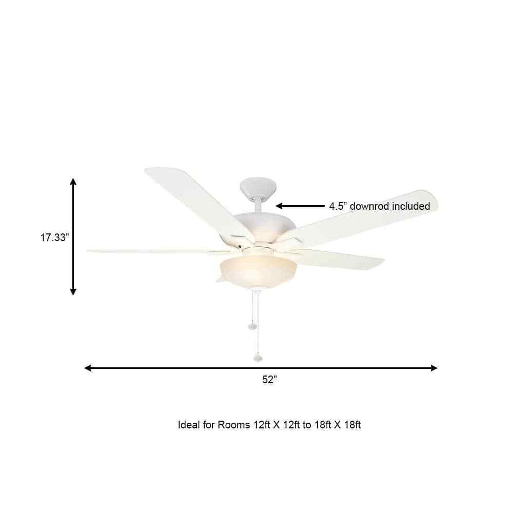 Hampton Bay Holly Springs 52 in. LED Indoor Matte White Ceiling Fan w/ Light Kit