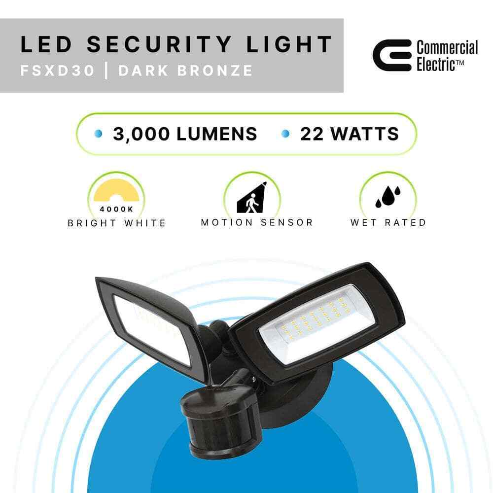 Commercial Electric 150W Equivalent Bronze Outdoor LED Security Light 3000 Lumen