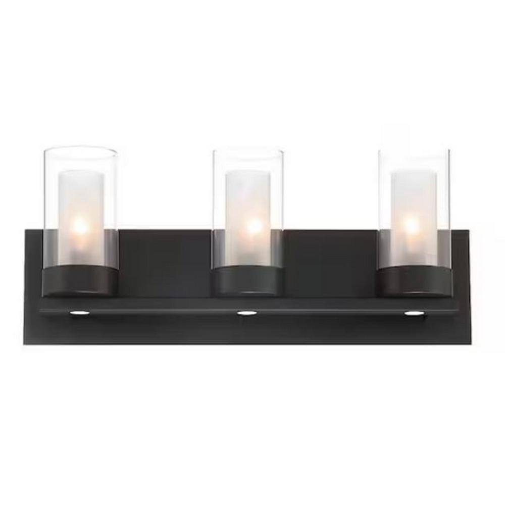 Home Decorators Samantha 3Light Matte Black LED Integrated Bathroom Vanity Light