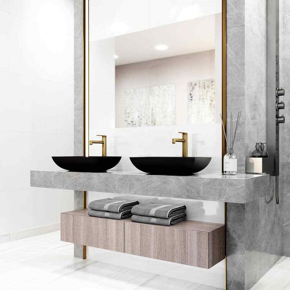 VIGO Sterling Single-Hole Bathroom Vessel Faucet in Matte Brushed Gold