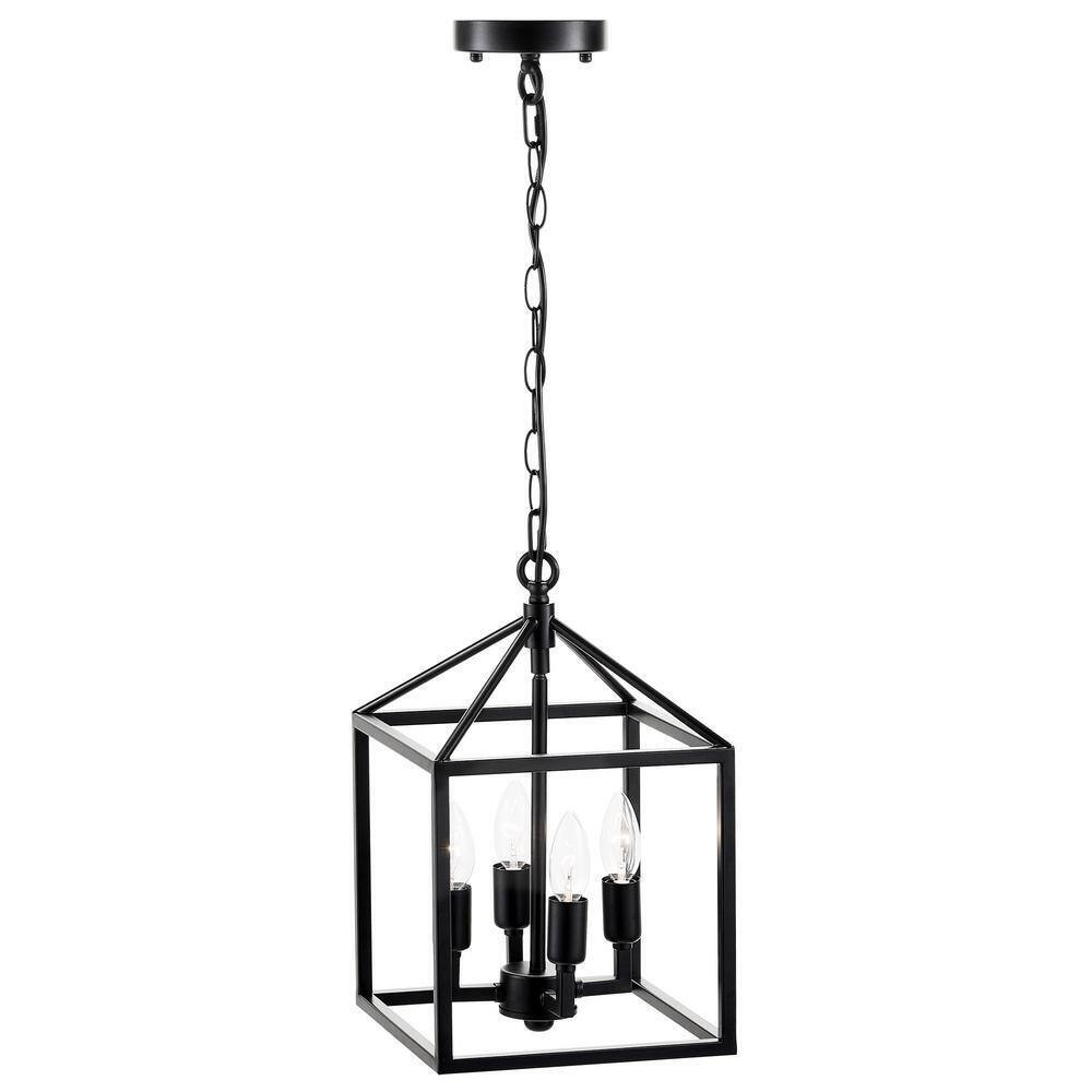 Merra 9.5 in. 4-Light Black Caged Chandelier