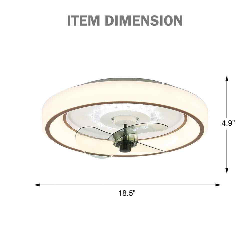 Bella Depot 19 in. Indoor Smart App Control White Ceiling Fan w/ Integrated LED