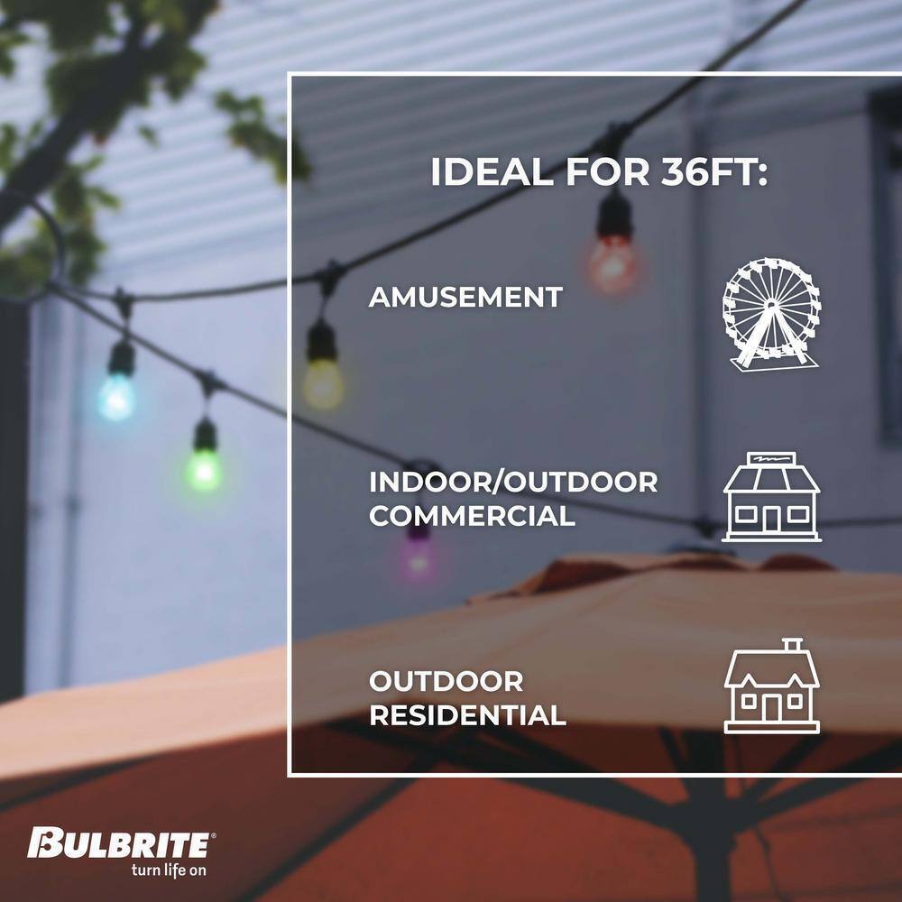 Bulbrite 36 ft. Plug-in S14 Shatter Resistant LED Smart Black String Light