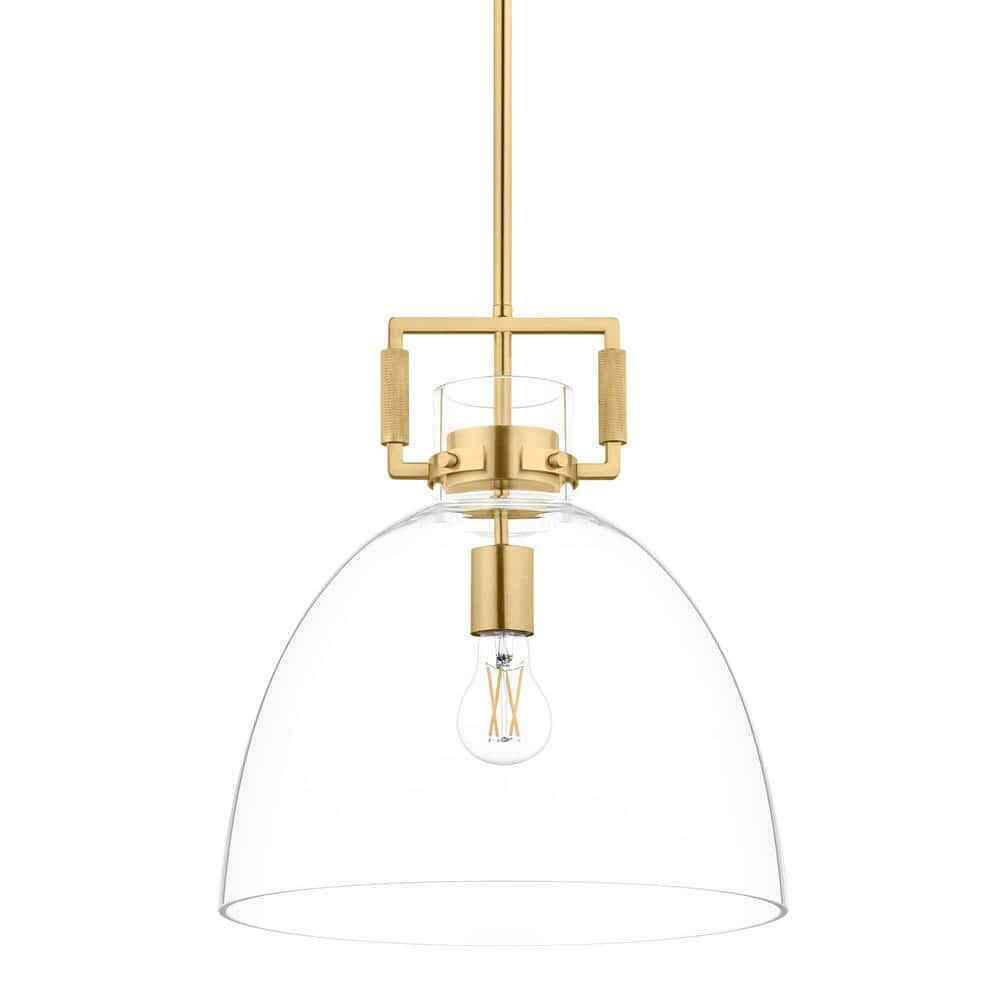 Hampton Bay Ballington Gold Oversized Pendant Light Fixture w/ Clear Glass Shade