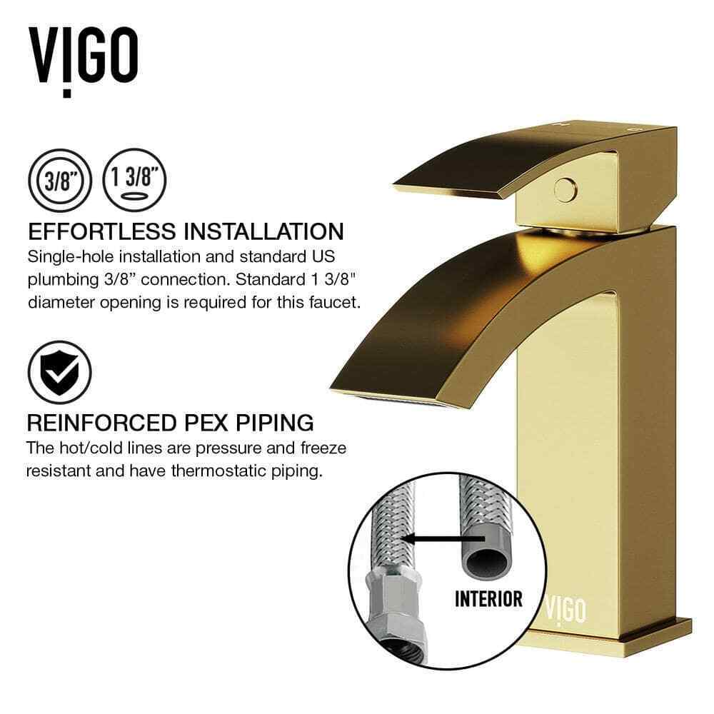 VIGO Satro Single Handle Single-Hole Bathroom Faucet in Matte Brushed Gold