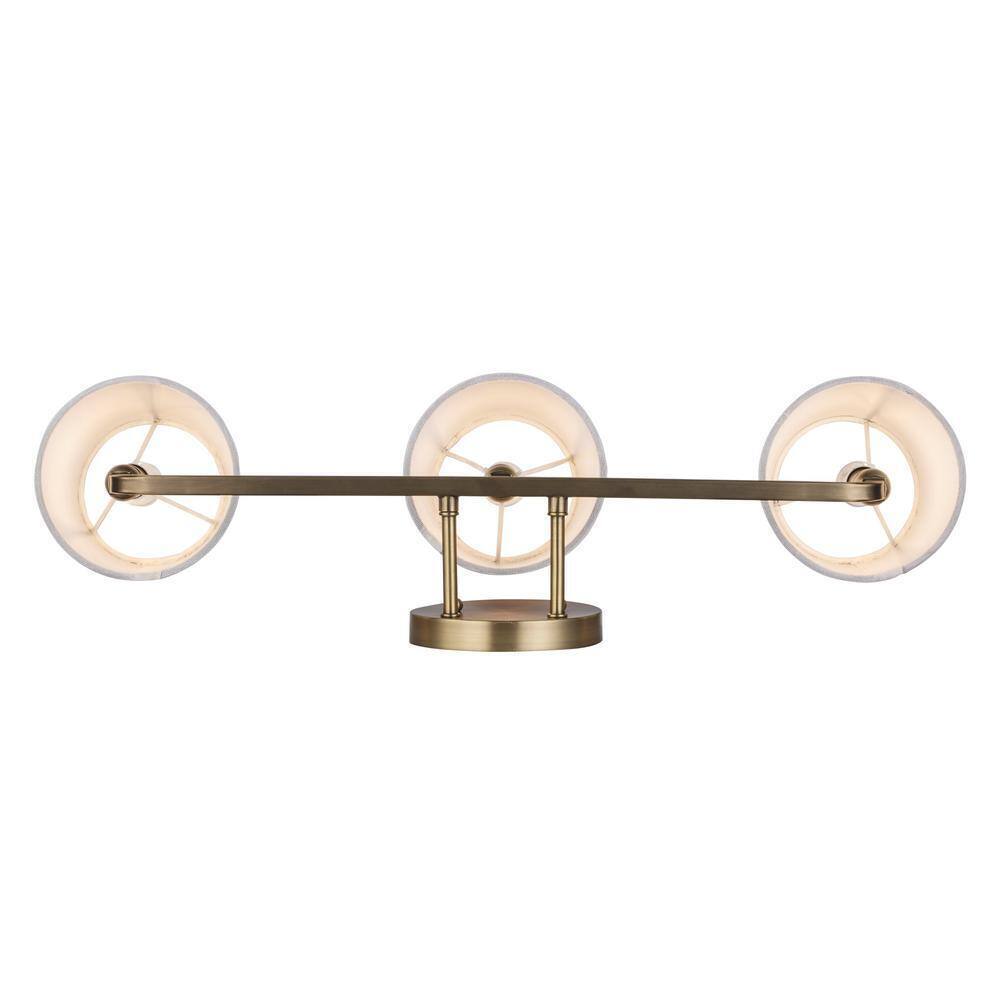 Hampton Bay Canterwood Brass Bathroom Vanity Light Fixture w/ Fabric Shades