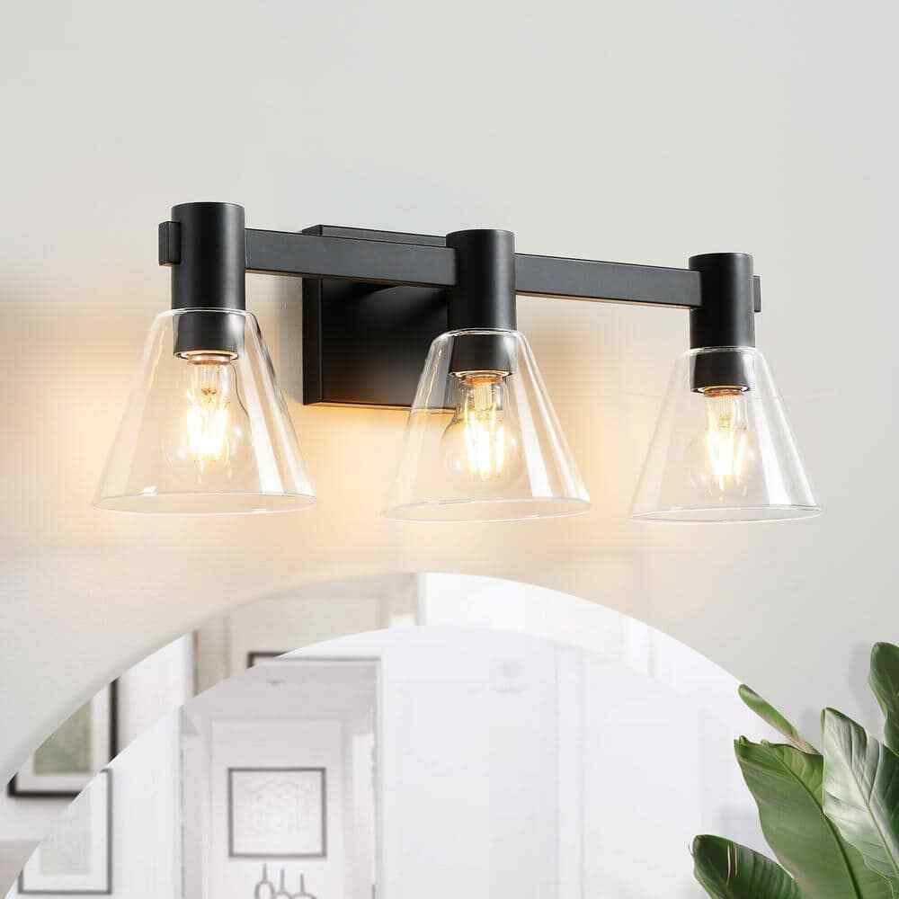 KAISITE 21.3 in. 3 Light Black Dimmable Bathroom Vanity Light Fixture