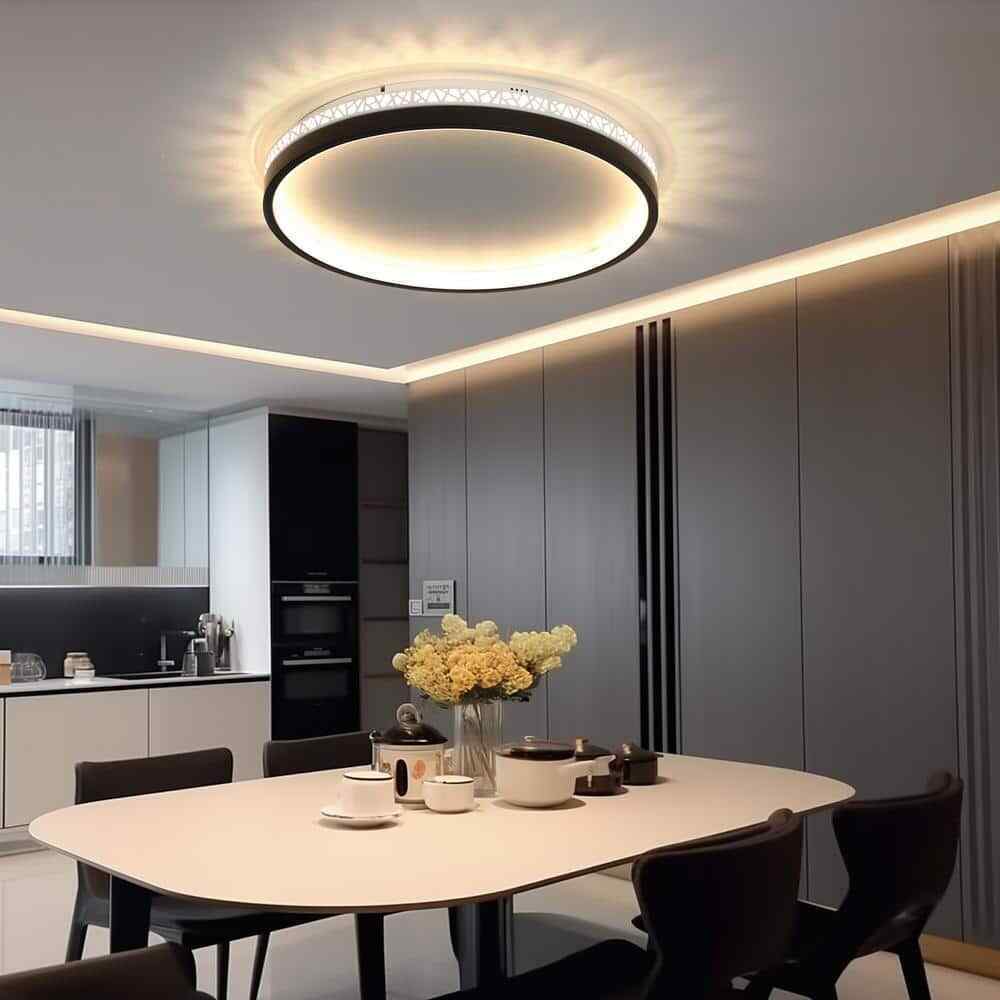 TOZING 16 in. Modern Black Dimmable Integrated LED Flush Mount Ceiling Light