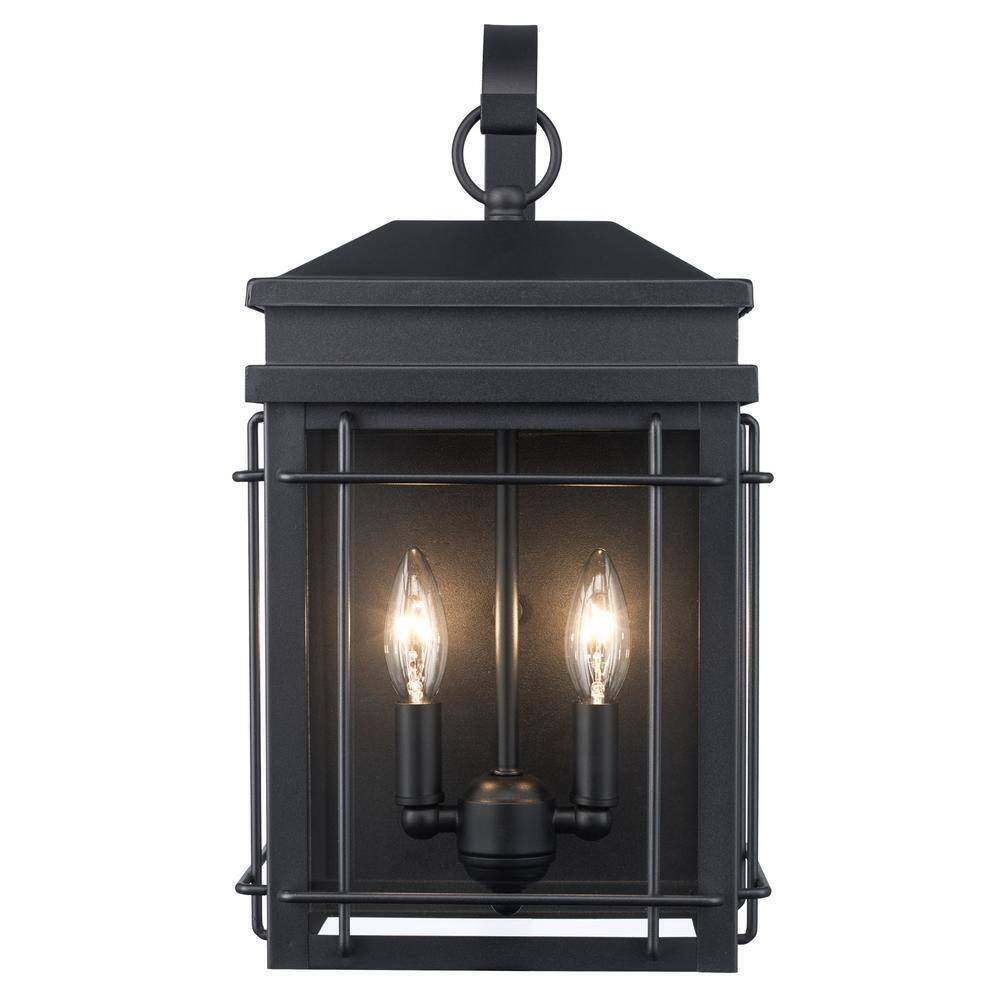 Monteaux Lighting Bel Air 17 in. 2-Light Black Outdoor Wall Light Fixture