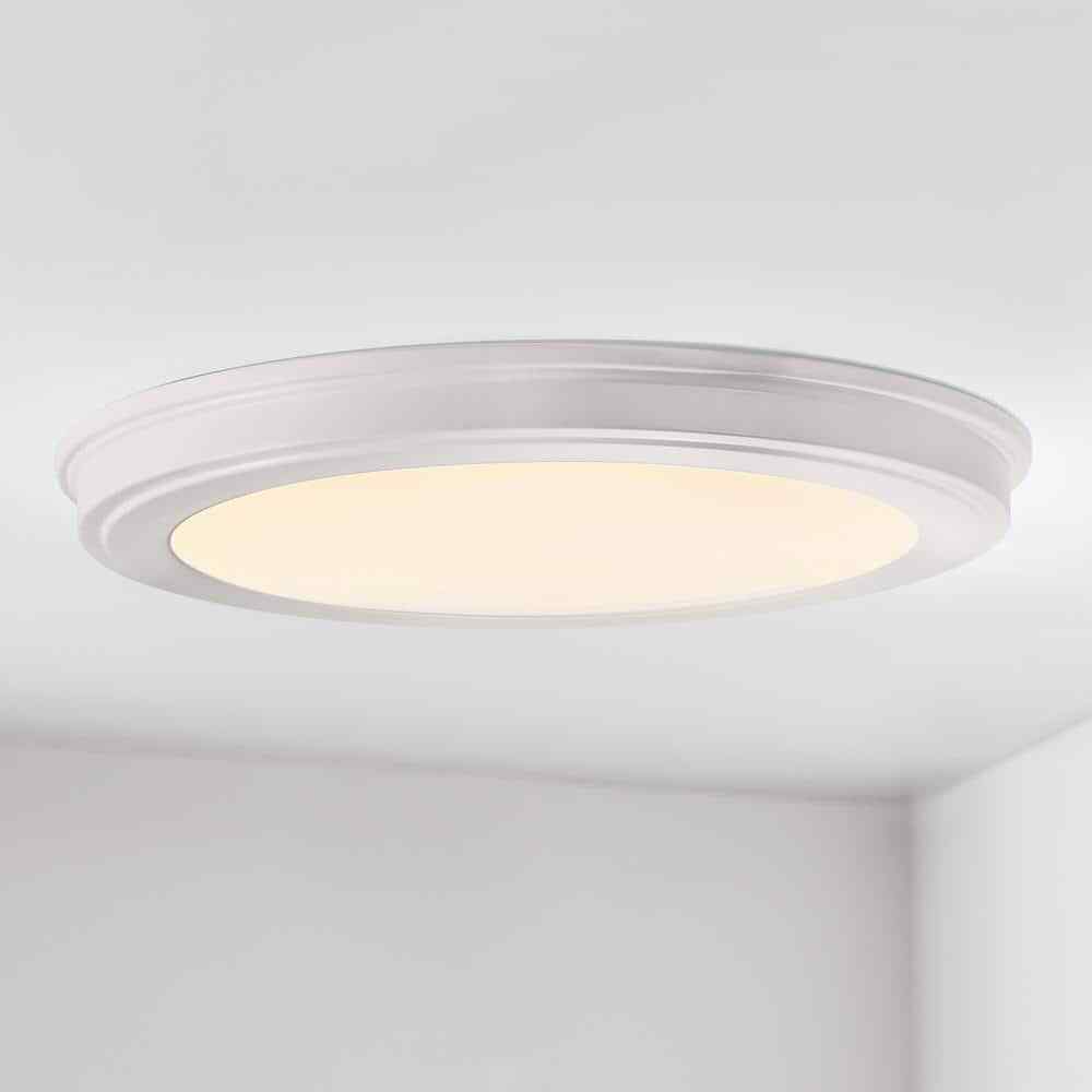 Commercial Electric 15 in. Matte White 5-CCT LED Round Flush Mount 2-Pack