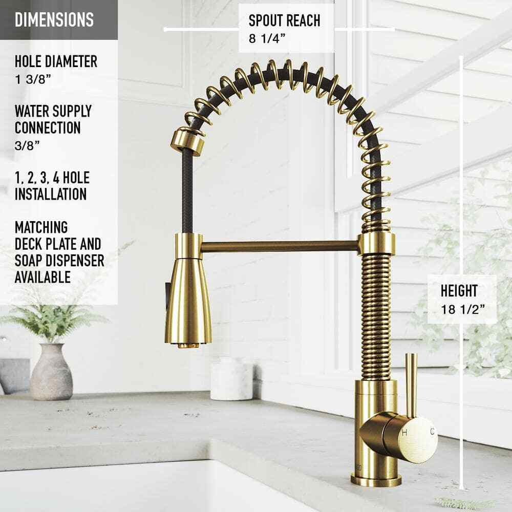 VIGO Brant Single Handle Pull-Down Sprayer Kitchen Faucet in Matte Brushed Gold