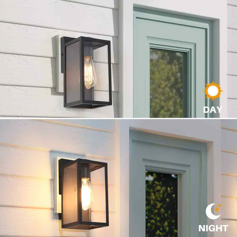 LNC Modern Black Outdoor Sconce 1-Light Minimalist Exterior Wall Lantern