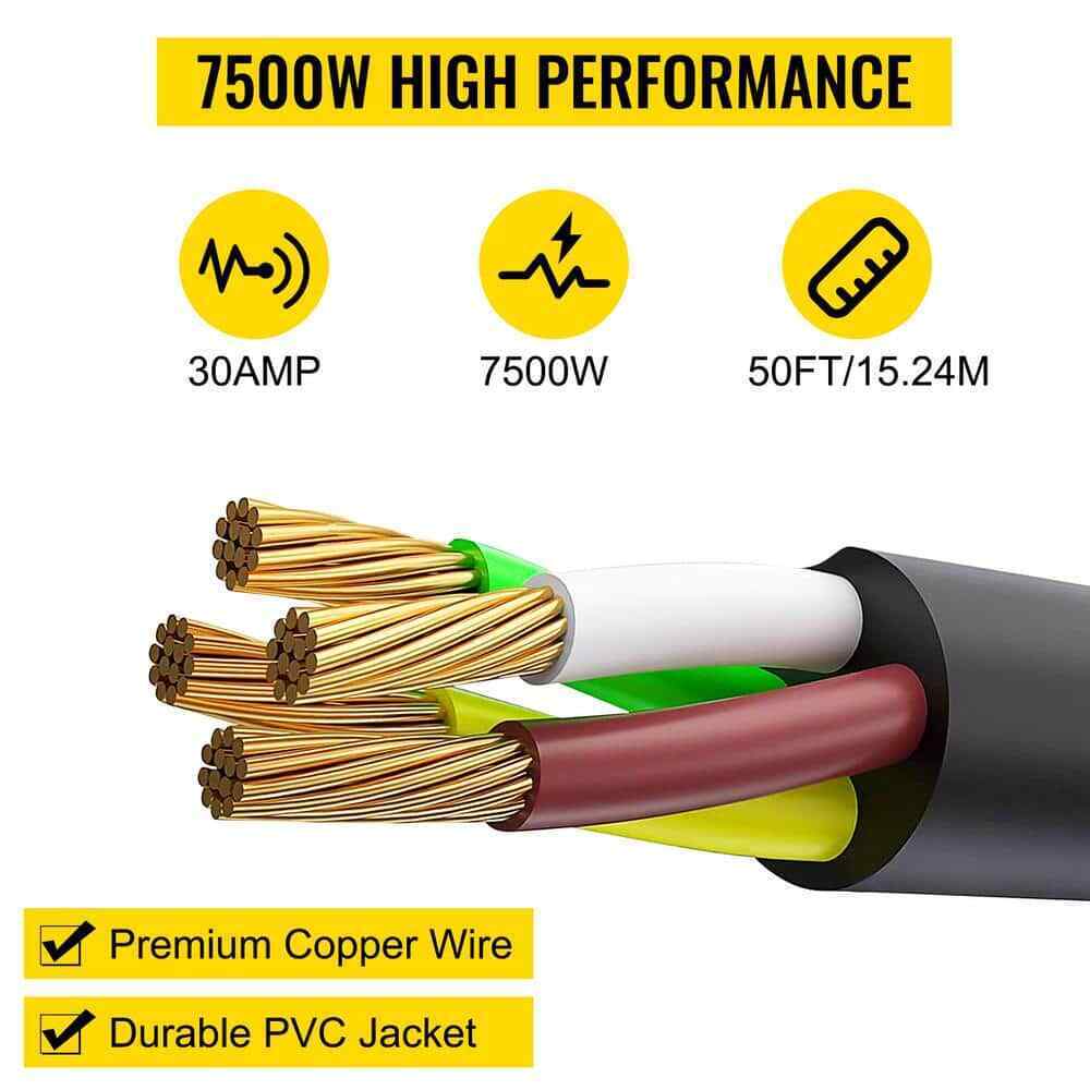 VEVOR 50 ft. Generator Extension Cord 250-Volt 30 Amp Generator Power Cord