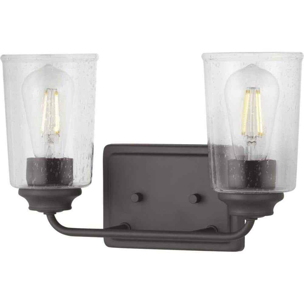 Hampton Bay Evangeline 13-5/8 in. 2-Light Modern Bronze Bathroom Vanity Light