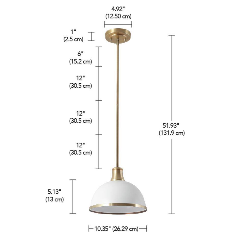 Globe Electric Beckett 1-Light Matte White Pendant Light with Metal Shade