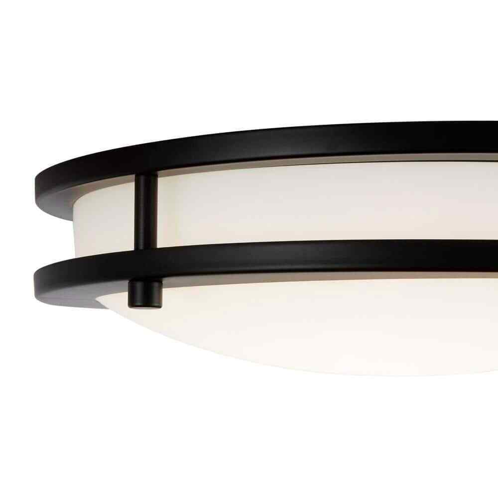 Hampton Bay Flaxmere 12 in. Matte Black Integrated LED Flush Mount Ceiling Light