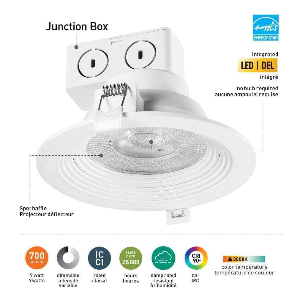 Globe Electric 5 in. 3000K White Integrated LED Recessed Lighting Kit 4-Pack