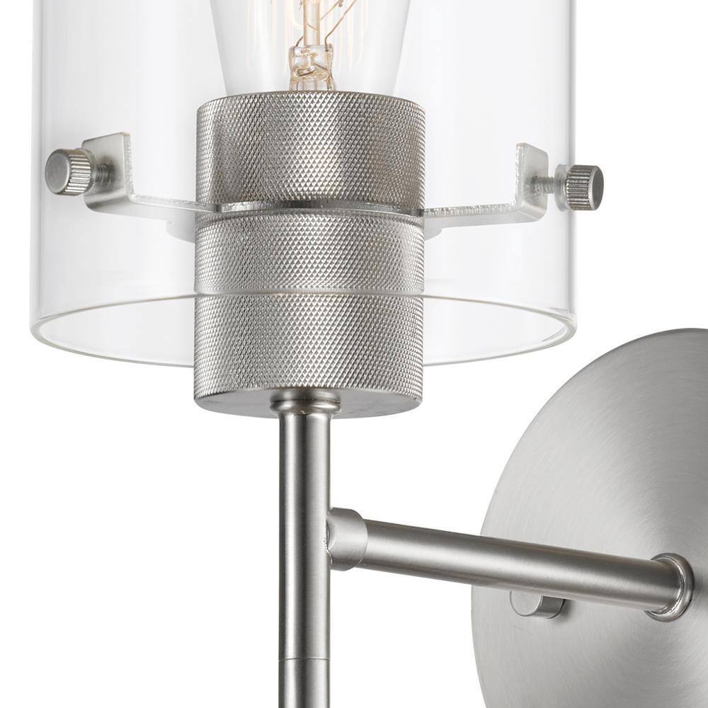 Globe Electric Cusco 1-Light Brushed Nickel Wall Sconce with Clear Glass Shade