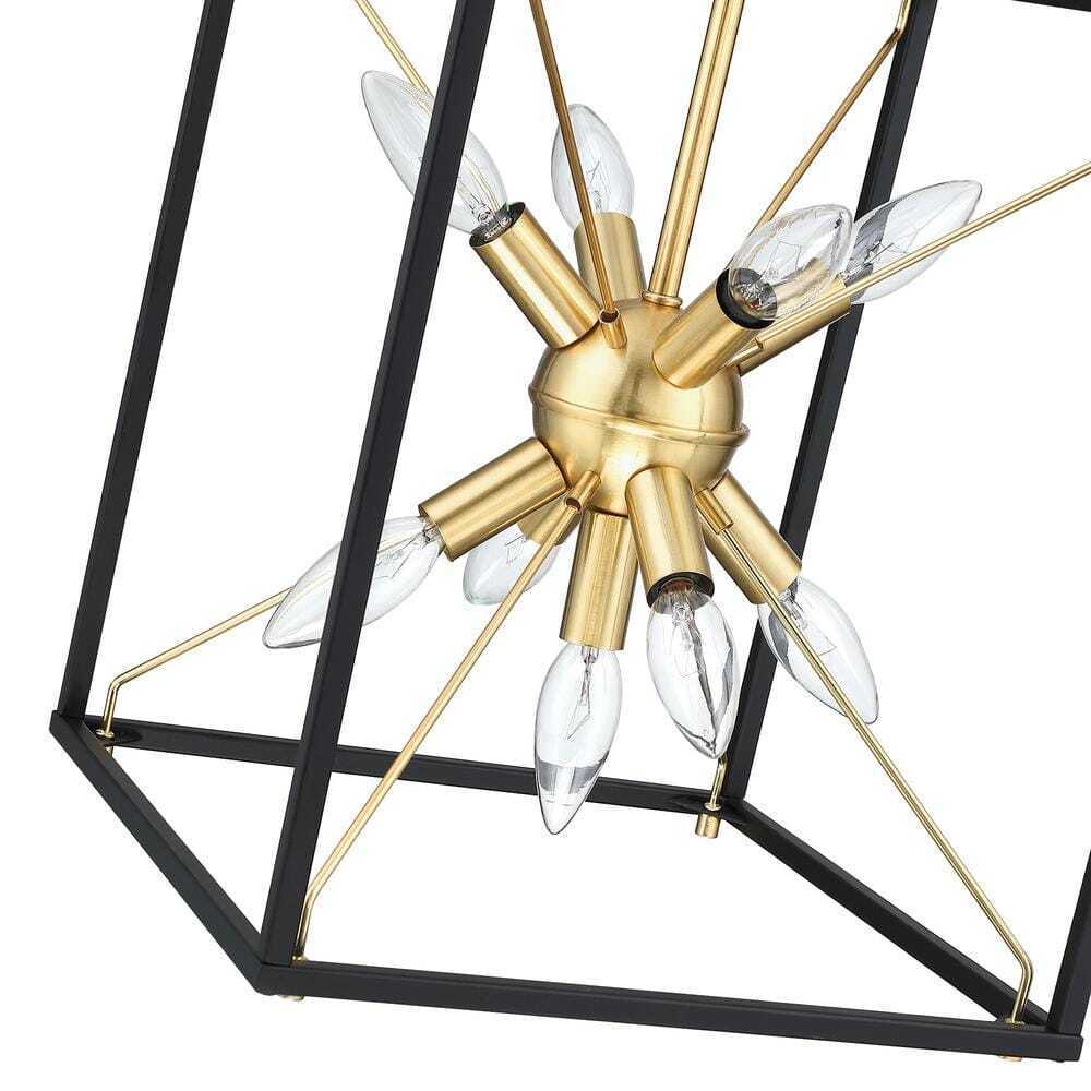 Hukoro Alfa 9-Light 12.2 in. Modern Rectangle Lantern Pendant Light