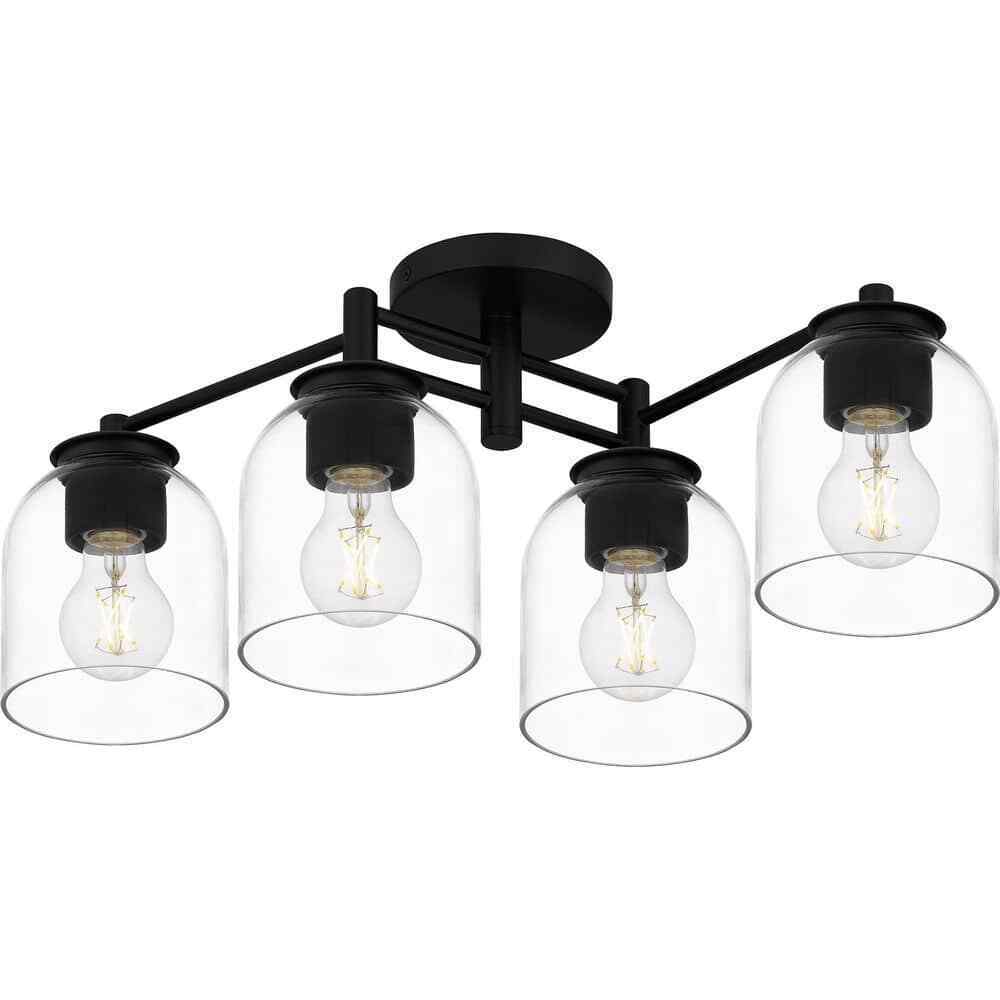 Hampton Bay Boundbrook 26.25 in. 4-Light Matte Black Semi-Flush Mount