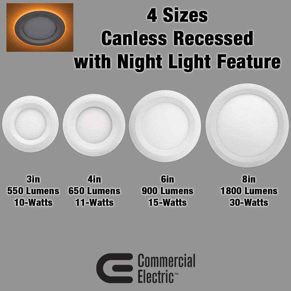 Commercial Electric 4 in. CCT Integrated LED Recessed Light Trim w/ Night Light