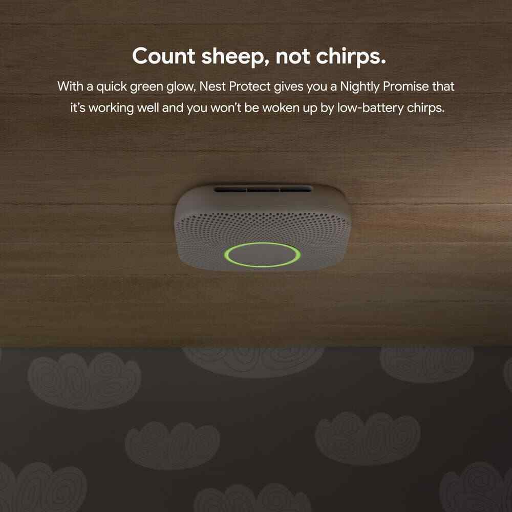 Google Nest Protect Smoke Alarm and Carbon Monoxide Detector - Battery Operated