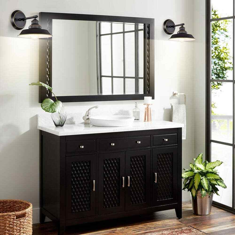 Tatahance 8.75 in. W 2-Light Black Vanity Light with Metal Shade Set of 2