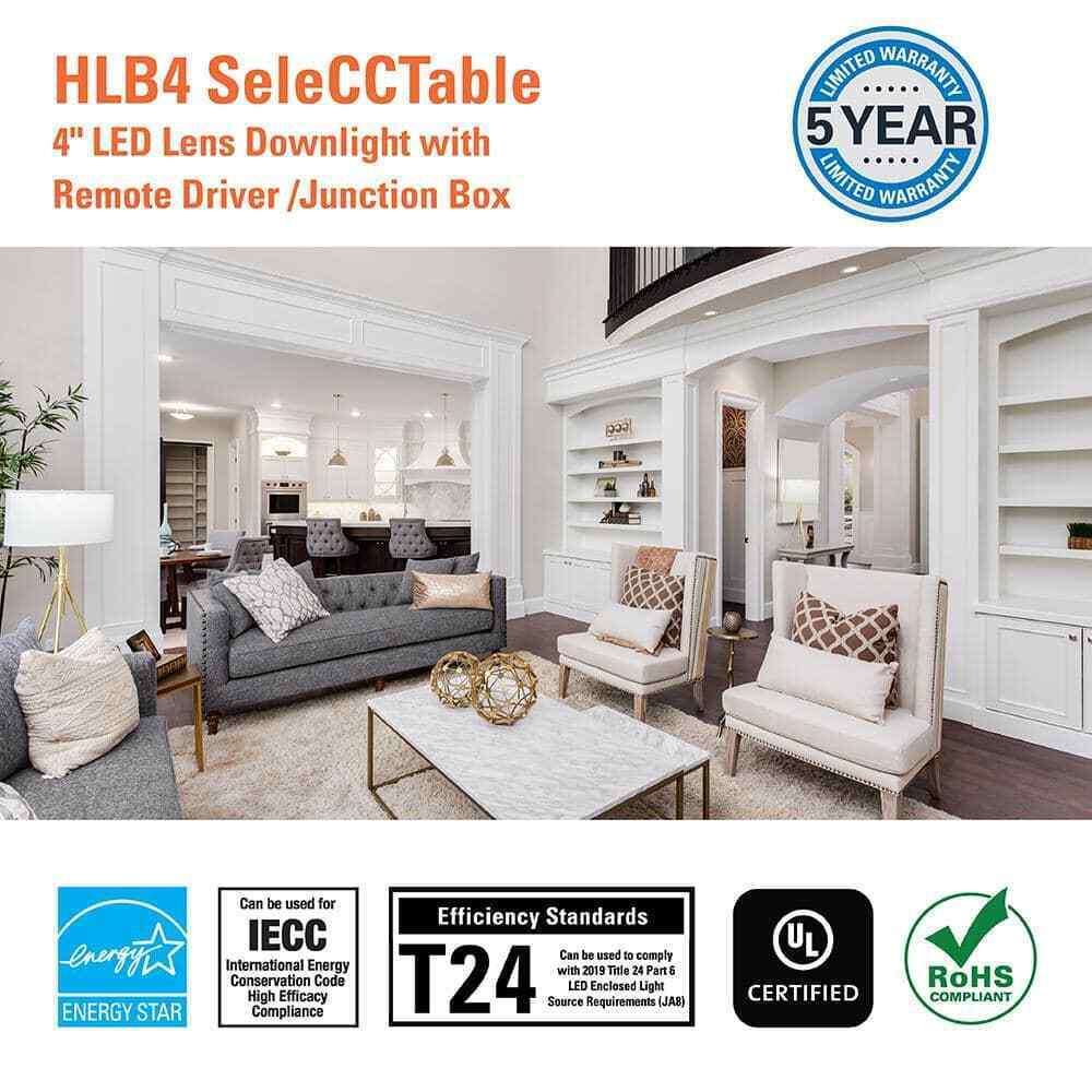 Halo HLB 4 in. CCT New Construction or Remodel Canless Recessed LED Kit