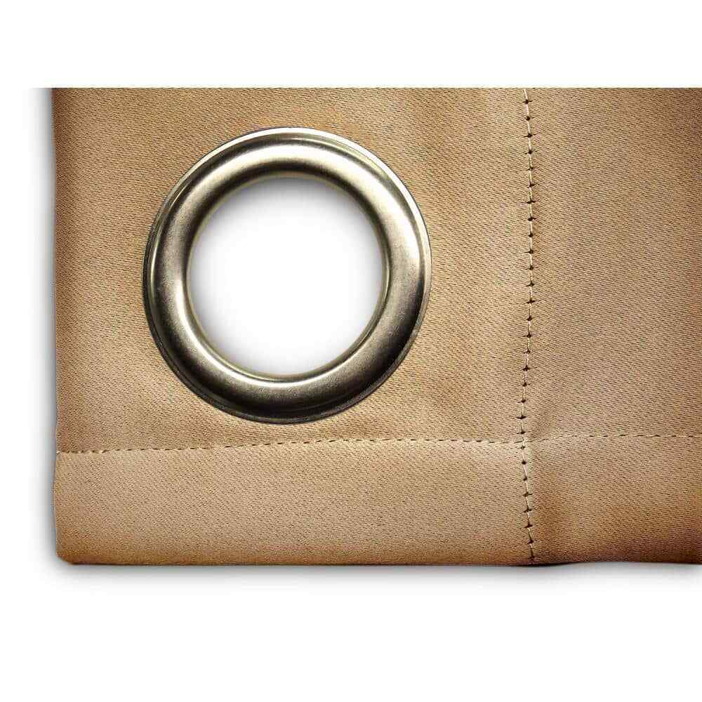RICARDO Sand Polyester Solid 56 in. W x 54 in. L Grommet Blackout Curtain