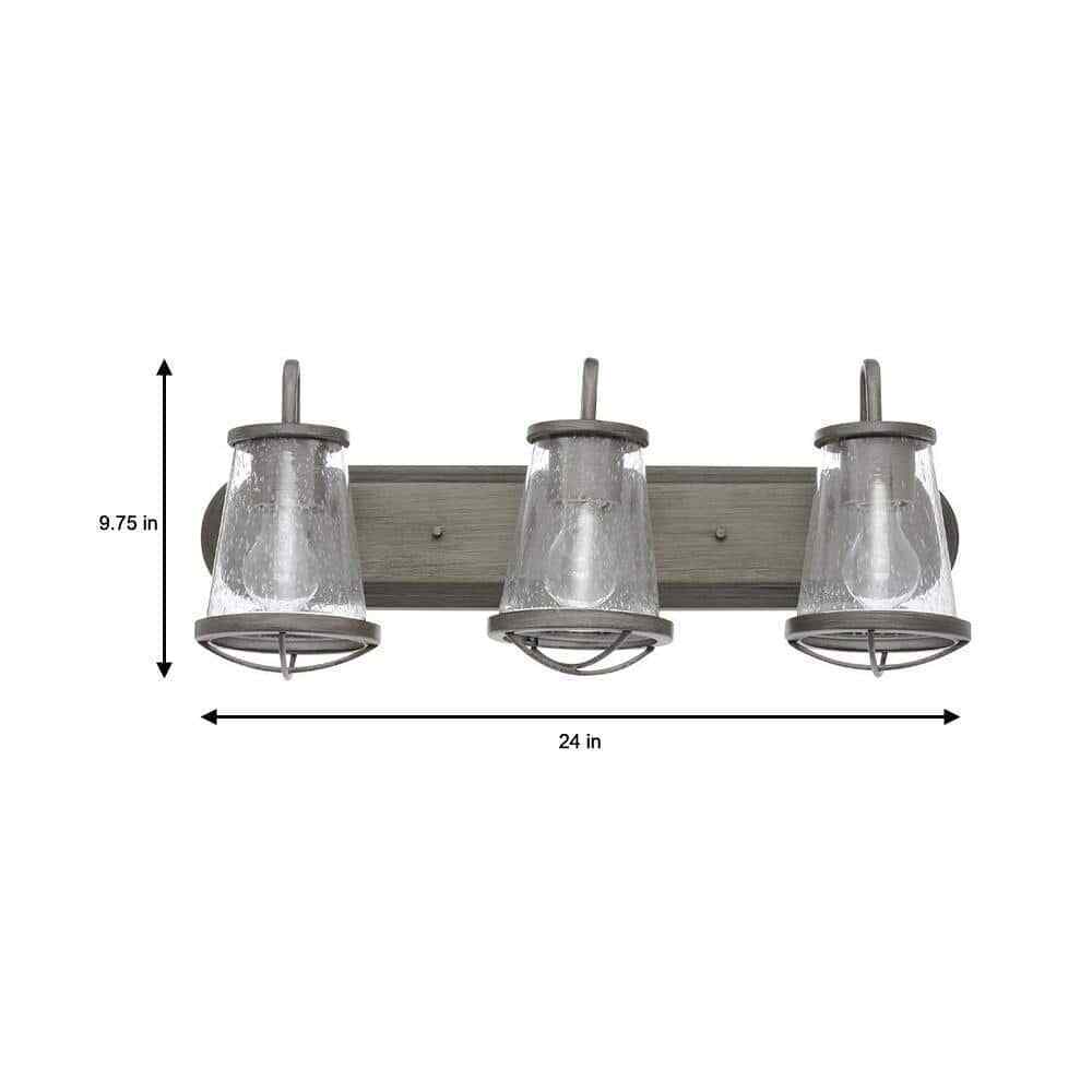 Home Decorators Georgina 24 in. 3-light Weathered Iron Industrial Indoor Vanity